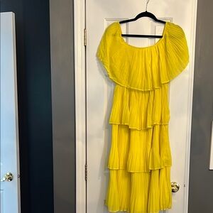 Yellow Tiered Ruffle Dress On Or Off Shoulder